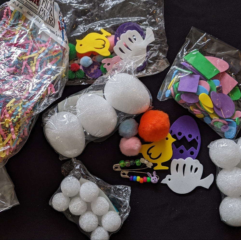 Hodge Podge of Easter Egg Basket Decorating items